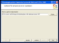 Salvataggio guidato impostazioni personali di Microsoft Office 2003 (SCHERMATA 4)