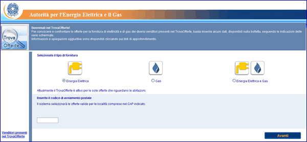 Trova offerte luce e gas