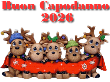 Gif animata Renne con auguri di buon Capodanno 2026
