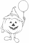 disegno di halloween: zucca con palloncino
