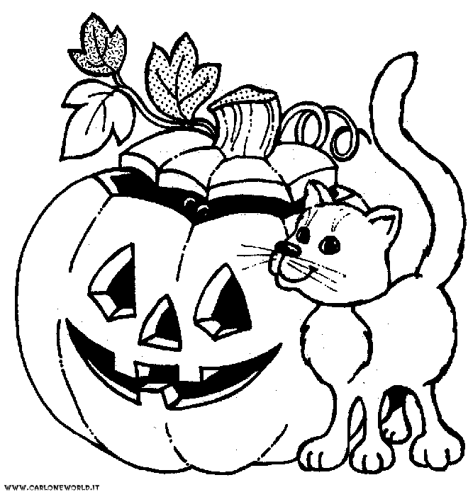 disegno halloween zucca e gattino