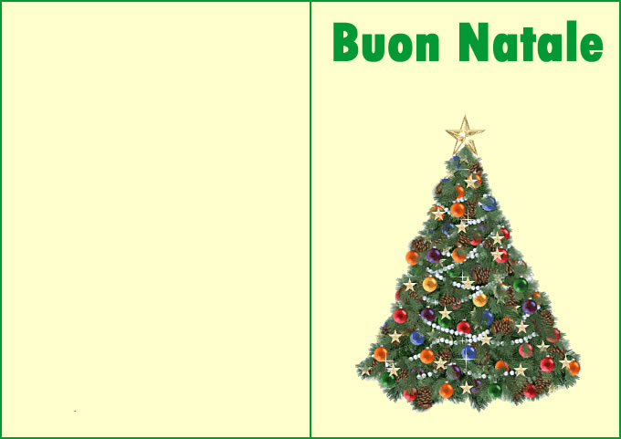 Bel biglietto di Natale con bellissimo Albero di Natale addobbato