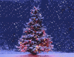 Albero di Natale con neve che scende